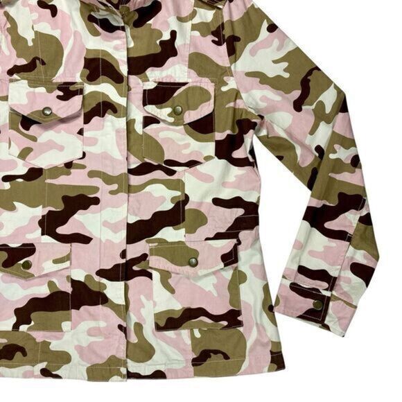 Love Tree Camouflage Jacket Women L Pink Brown Full Zip Street Style Bomber Coat - Picture 4 of 16